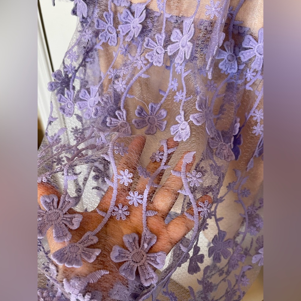 Endless Rose Lavender Floral Embroidered Tiered Lace Midi Dress - Picture 8 of 15